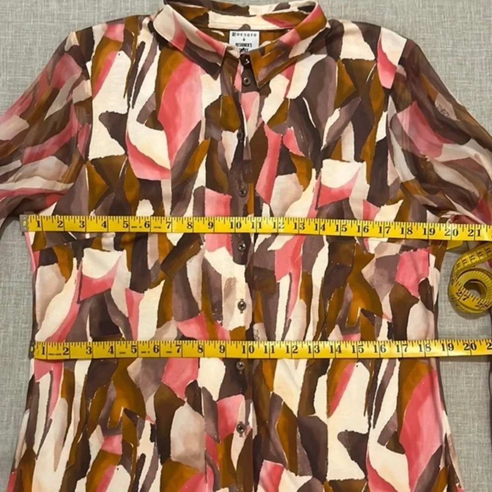 DESOTO PIA BLOUSE, w/ Sheet Long Sleeve, Cotton/chiffon, size 42 - Picture 13 of 15